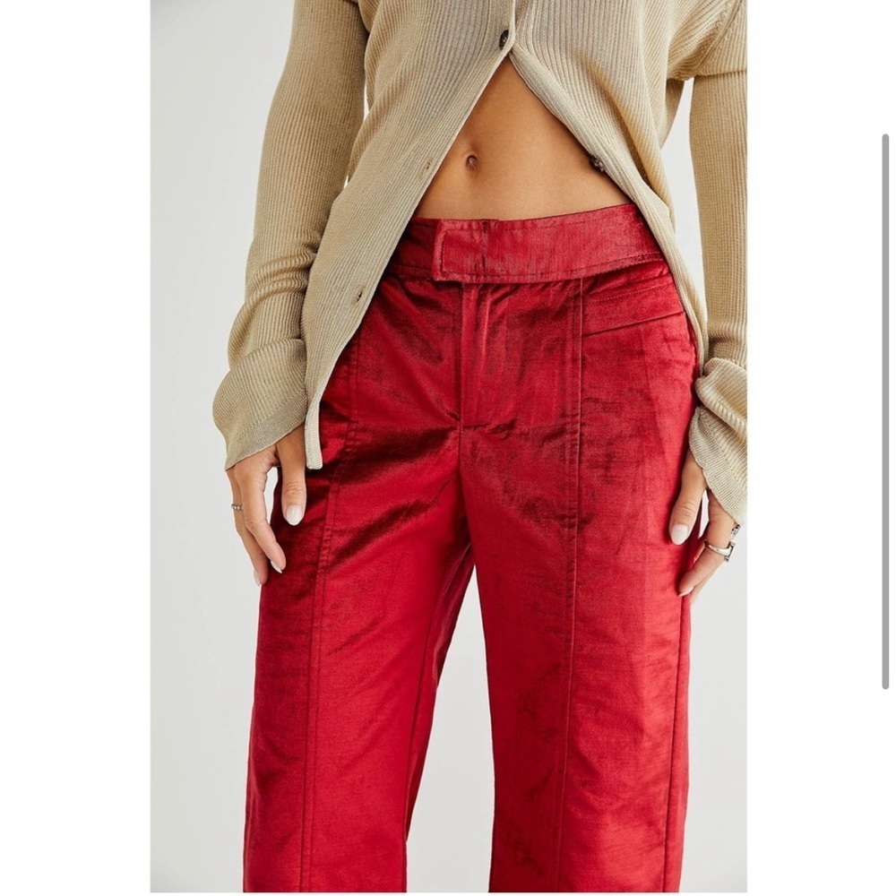Free People Walk With You Velvet Trousers in Cherry Juice - Picture 3 of 3
